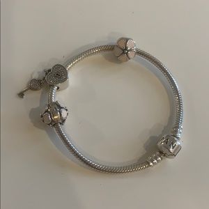 Pandora Sterling Silver Bracelet w Charms